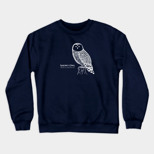 Snowy Owl with common and Latin Names - owl design for bird lovers Crewneck Sweatshirt by Green Paladin